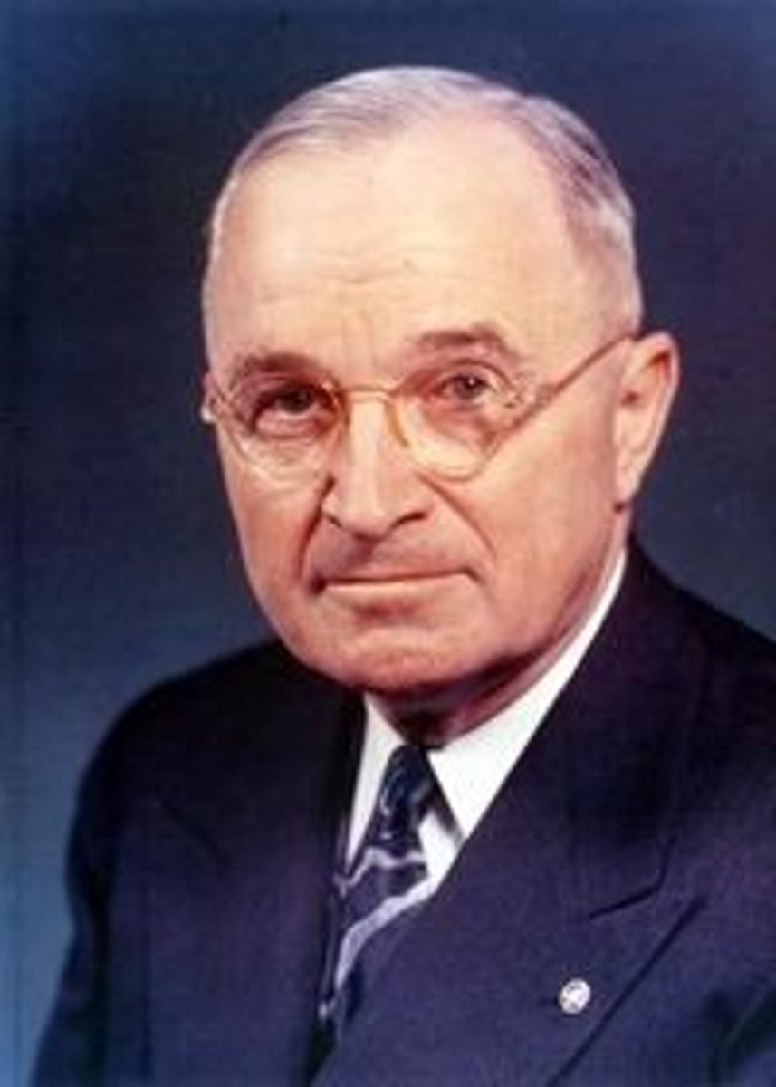 <p>Became president when FDR died; gave the order to drop the atomic bomb</p>