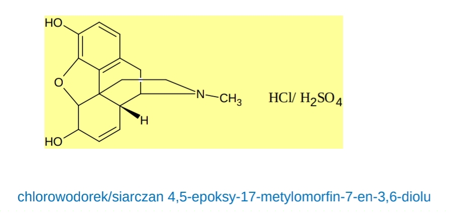 <p>opioid, naturalna pochodna epoksymorfinanu</p><p class="has-focus">Pełny pobudza receptory opioidowe μ (mi), κ i δ, głównie μ</p><p class="has-focus is-empty">hamuje przewodzenie bodźców bólowych w OUN</p><p class="has-focus is-empty">Skutek:</p><p class="has-focus is-empty">zahamowanie uwalniania neuroprzekaźników (np. substancji P), hiperpolaryzacja neuronów, zmniejszenie przewodzenia bólu</p>