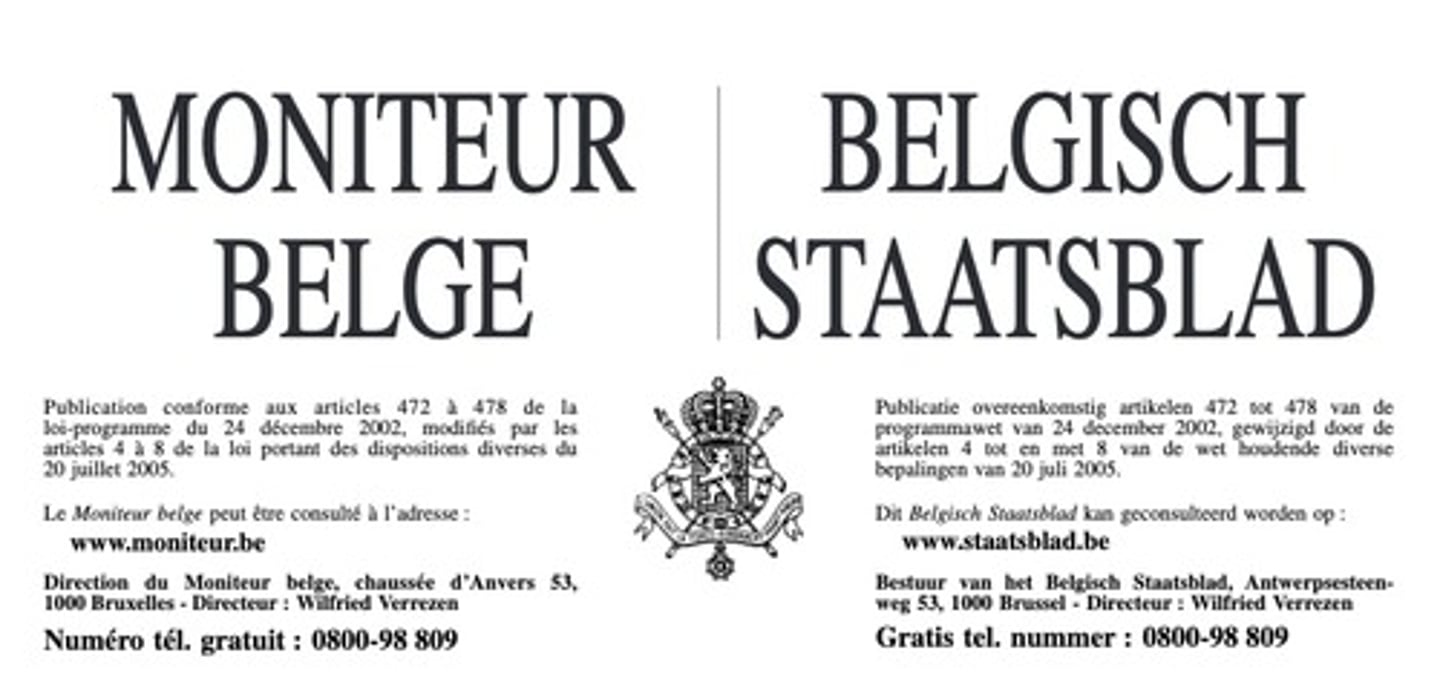 <p>in het Belgische Staatsblad</p>