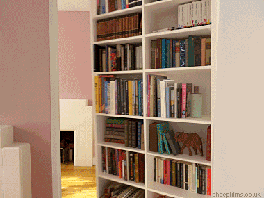 <p><span style="color: red;"><span>A piece of furniture with shelves for putting books on.</span></span></p>