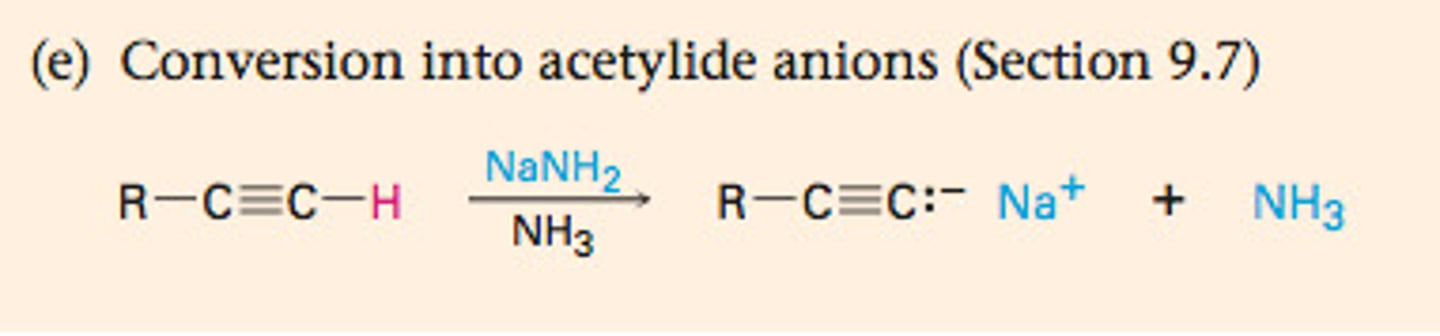 <p>removes H, forms anion</p>
