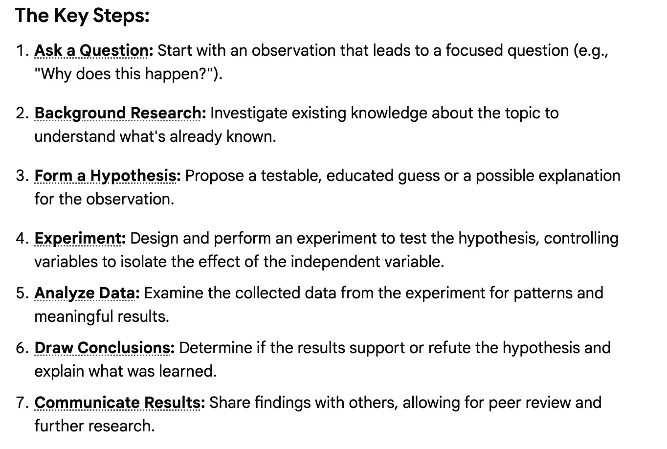 <ol><li><p>Theory</p></li><li><p>Hypothesis</p></li><li><p>Operational Definitions</p></li><li><p>Replication</p></li></ol><p></p>