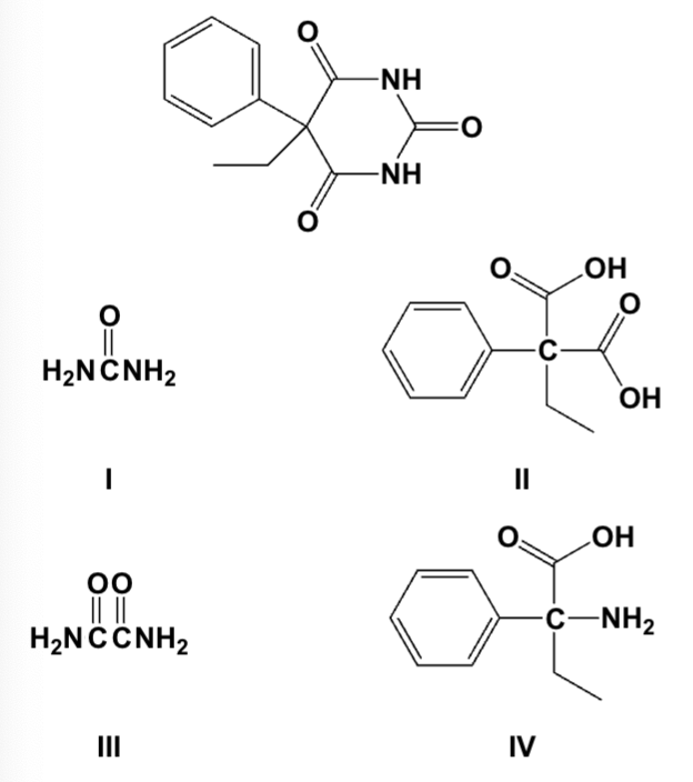 <p>Partial hydrolysis of phenobarbitol gives which compounds?</p>