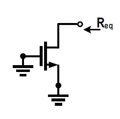 <p>What is the Req of a MOSFET when looking into the drain and when there is nothing on the source?</p>