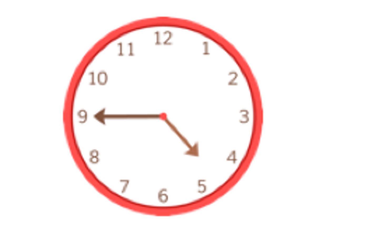 <p>It's four forty-five.</p>