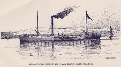 <p>credited with building the first steamboat, the Clermont (1807)</p>