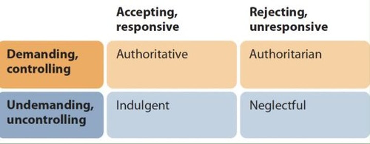 <p>A restrictive, punitive parenting style in which parents exhort the child to follow their directions and to respect their work and effort.</p>