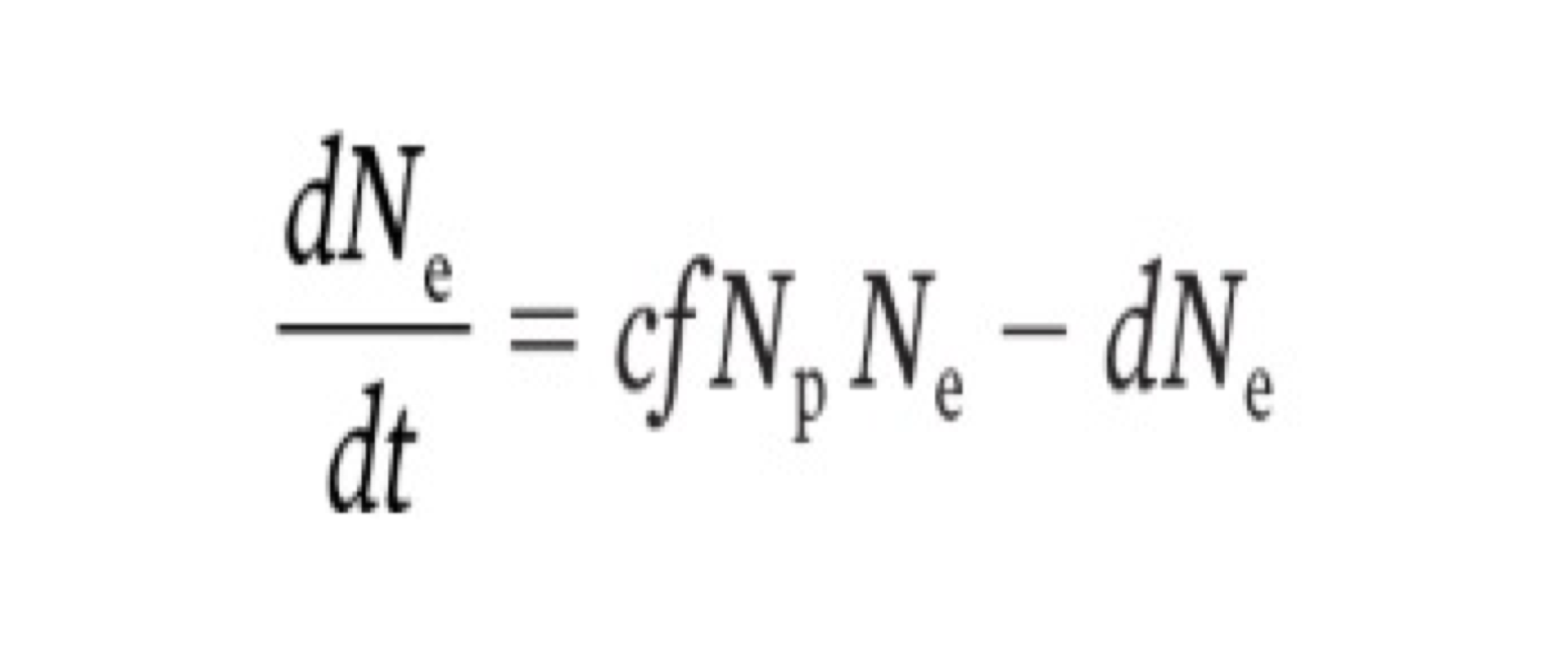 <ul><li><p>the cfNp term is like the instantaneous per capita brith rate, b, but it is not constant the way b was </p></li><li><p>the birth rate is dependent on the density of prey </p></li></ul><p></p>