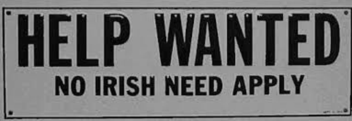 <p>Faced discrimination in the North, due to Roman Catholic beliefs and willingness to accept low paying jobs</p>
