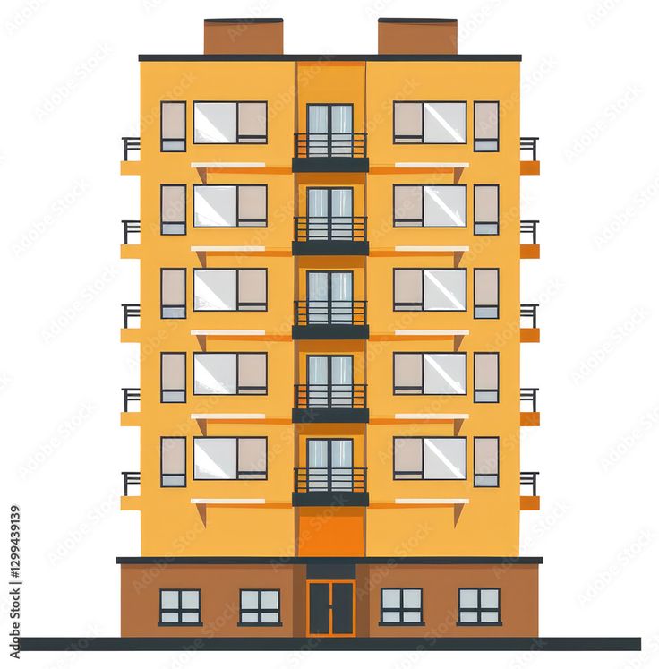 <p>Large building containing many apartments or flats.</p>