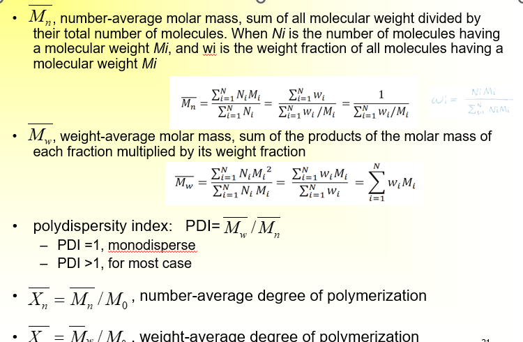 <p>small n is degree of polymerization</p><p>big N is number of molecules</p>