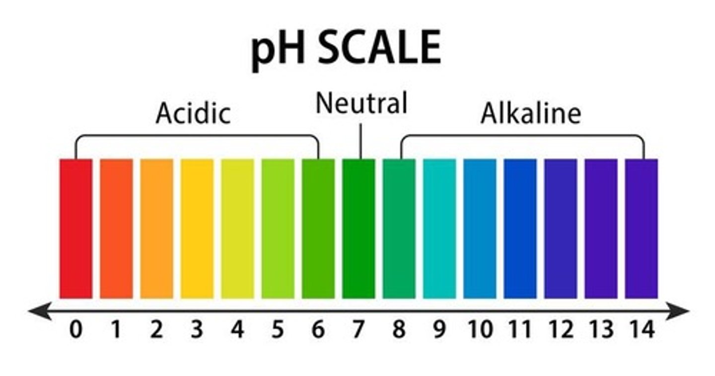 <p>A measure of the acidity or basicity of a solution.</p>