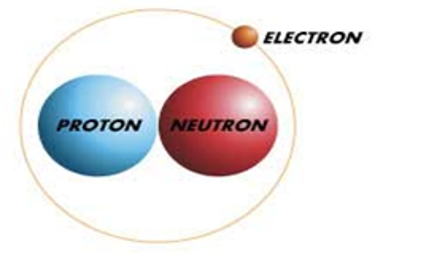 <p>Positively charged subatomic particle. Found in the nucleus of the atom.</p>