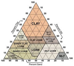 <p>Determined by percentage of sand, silt, and clay</p>