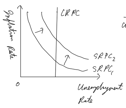 <p>as wages and FOP prices change w APL in long run, no trade off exists in LR</p><p>LRPC is vertical (in the long run, unemployment rate is independent to APL as monetarist assumes in LR output is alwasy yfe)</p>
