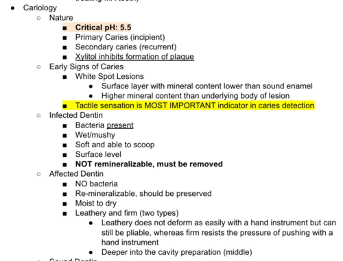 <p>Is the MOST IMPORTANT indicator in caries detection</p>