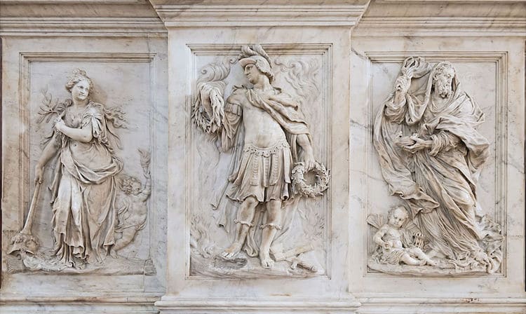 <p>A sculpture technique where figures are raises off a flat background </p>