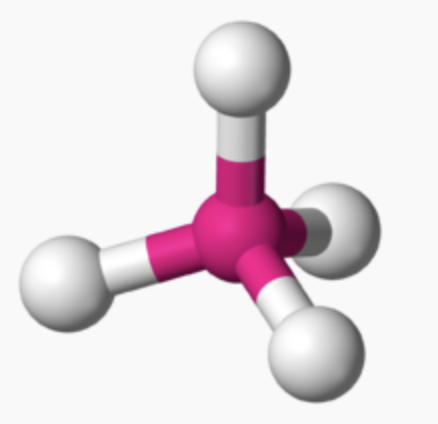 <p>tetrahedral, 109.5 degree bond angle</p>