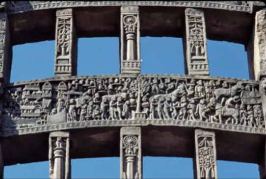 <p>What do these images from the Corona of the Great Stupa depict? </p>
