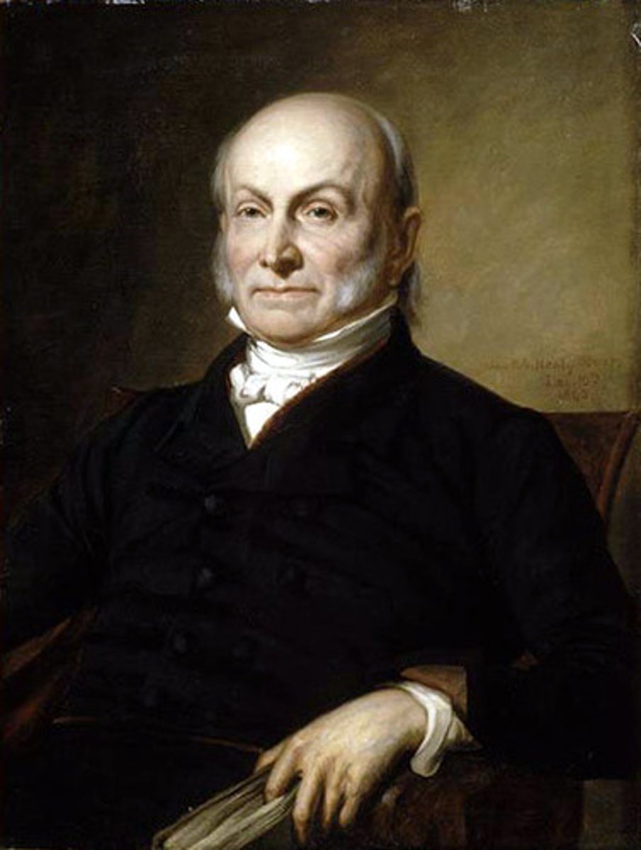 <p>Secretary of State, He served as sixth president under Monroe. In 1819, he drew up the Adams-Onis Treaty in which Spain gave the United States Florida in exchange for the United States dropping its claims to Texas. The Monroe Doctrine was mostly Adams' work.</p>