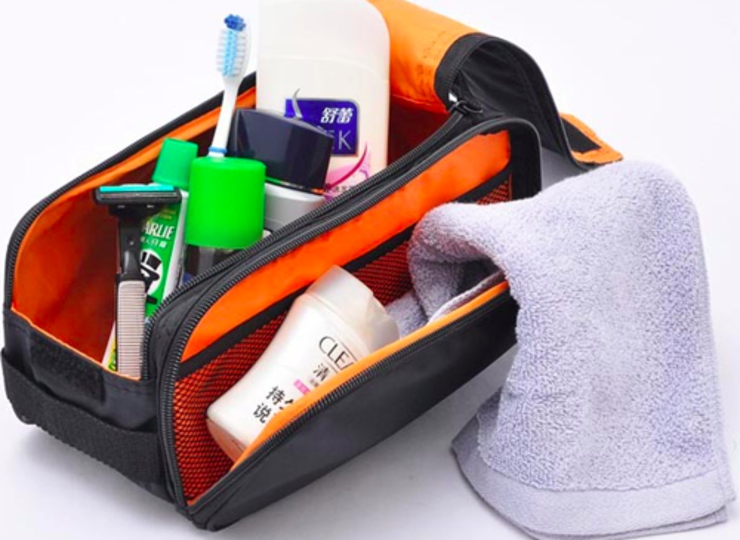 <p>a toiletry kit</p>