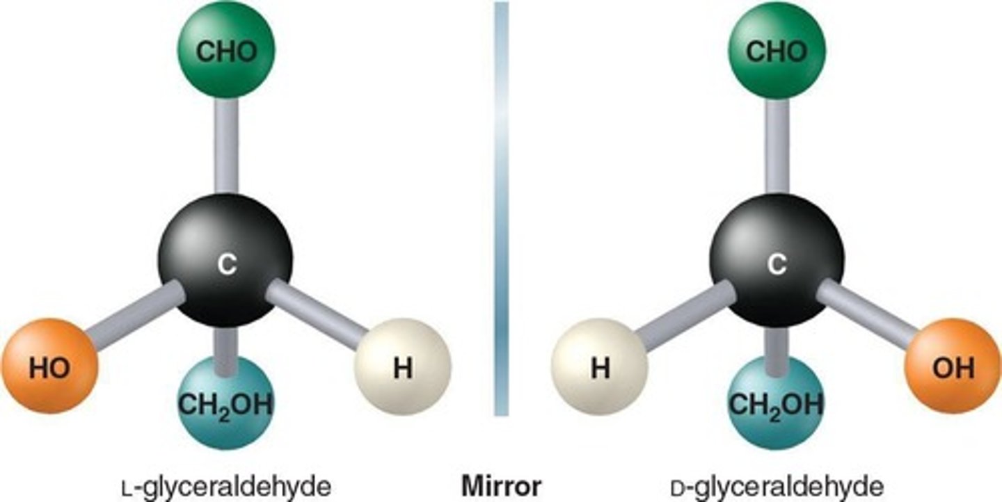 <p>Depict three-dimensional shapes for chiral molecules, with the chiral carbon represented by the intersection of two lines</p>