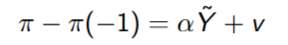 <p>shows that changes in inflation occur if there is an output gap or a supply shock</p>