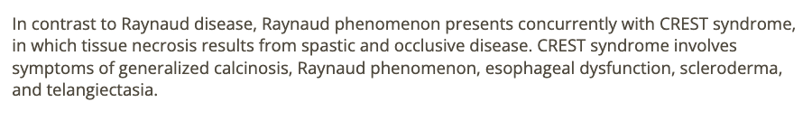 <p>d) secondary Raynaud phenomenon </p>