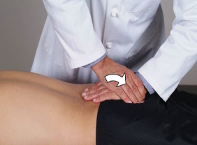 <ul><li><p>place caudad hand on ILA, cephalad reinforce</p></li><li><p>inhale → force extension</p></li><li><p>exhalation → downward pressure (prevent flexion)</p></li></ul><p></p>