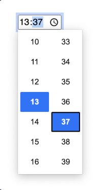 <p>allows user to choose a time</p>