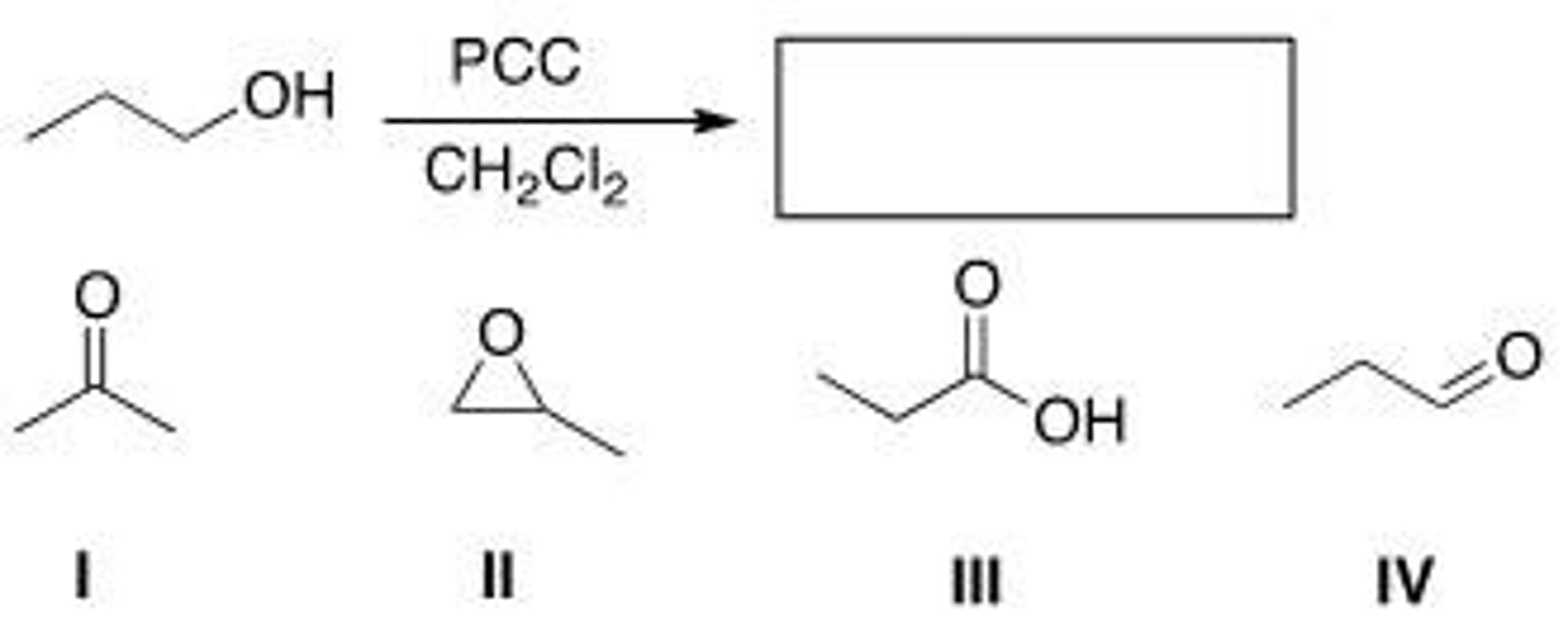 <p>Determine the product of the following reaction.</p><p>A. I</p><p>B. II</p><p>C. III</p><p>D. IV</p>