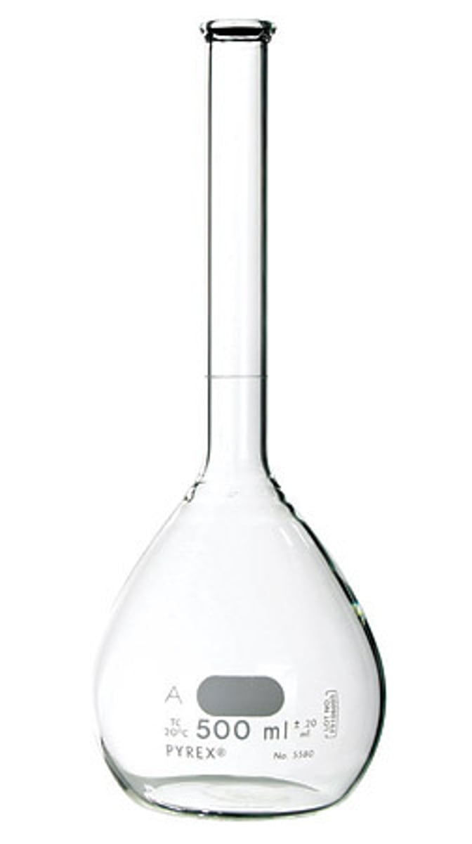 <p>A flask used for preparations of solutions, which are calibrated to contain a specific volume of liquid or solution</p>