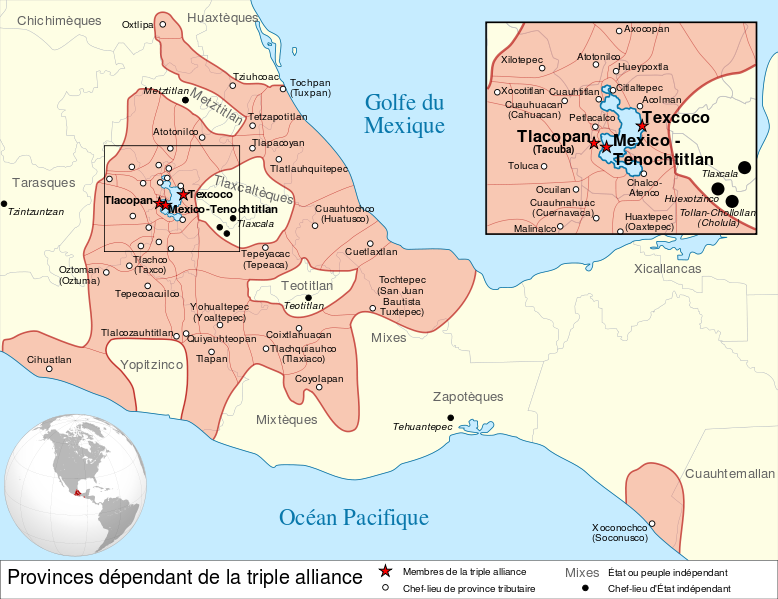<p>A major state that developed in what is now Mexico in 1345 to 1528, with Tenochtitlan as its capital city; the last and largest of the Mesoamerican states to emerge before Spanish conquest in the region during the early 16th century. -Formed largely by the work of the Mexica people who formed a Triple Alliance with two nearby city-states -Population of 5 to 6 million, causing frequent rebellions from its subject people -Conquered peoples and cities were required to provide labor for Aztec rulers, providing them with supplies, clothing/textiles, and more. -Believed in human sacrifice, especially toward slaves Massive sacrificial rituals, together with great wealth, impressed enemies, allies and subjects with the immense power of the Aztecs.</p>