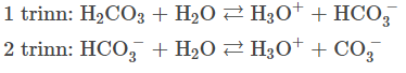 <p>disociates the H+ -ions in steps. (The reactions can og both ways) +</p>