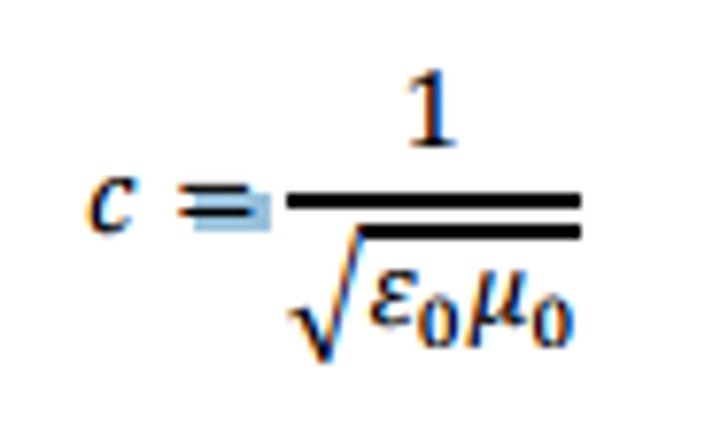 <p>c = 1/ √(ε₀µ₀)</p>