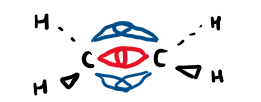 <p>red = sigma</p><p>blue = pi</p>