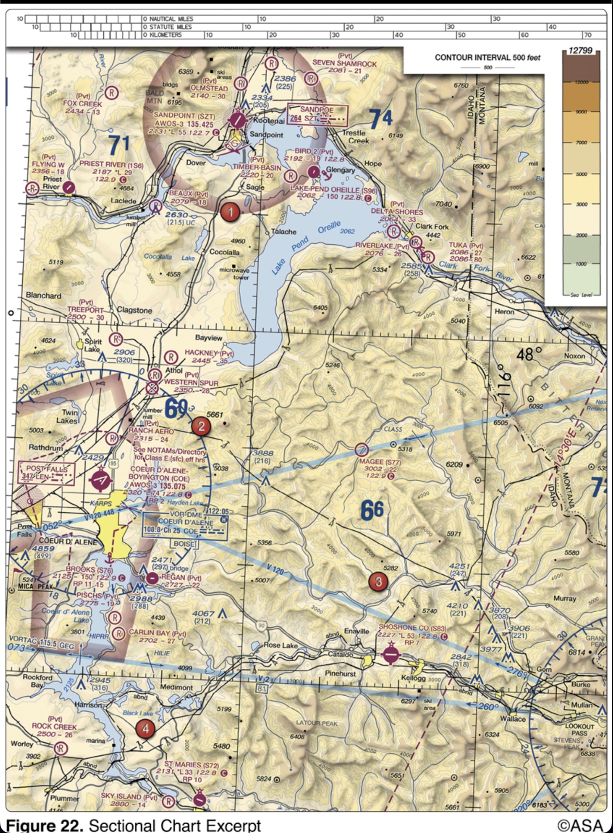 <p>(Refer to Figure 22, area 3.) The vertical limits of that portion of Class E airspace designated as a Federal Airway over Magee Airport are</p>