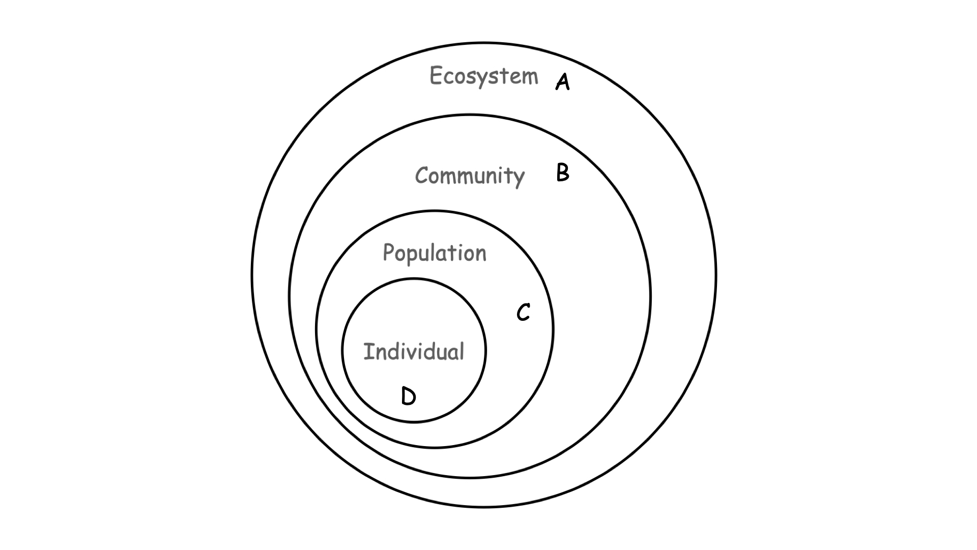 <p><span>Which of the levels of the ecological hierarchy shown above is defined by measures of fitness?</span></p>