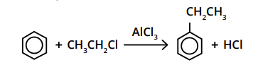 <p>The reaction is similar to halogenation but uses a halogenoalkane instead of a halogen, e.g. CH<sub>3</sub>Cl.</p><p></p><p>A halogen carrier catalyst is needed for this reaction to occur i.e. AlCl<sub>3.</sub></p>