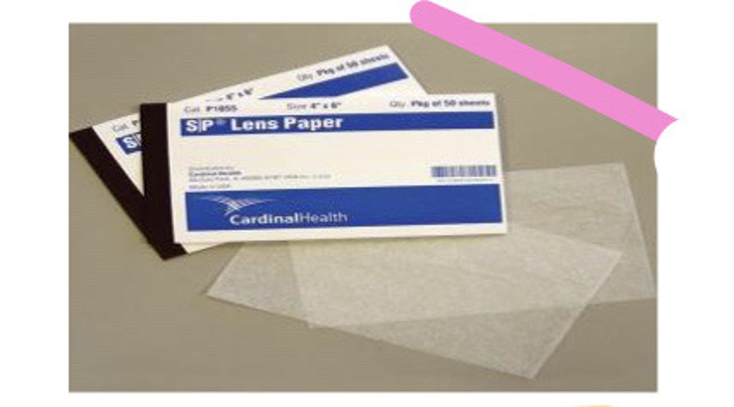 <p>Sheets of paper used for cleaning microscope eyepieces and objectives.</p>