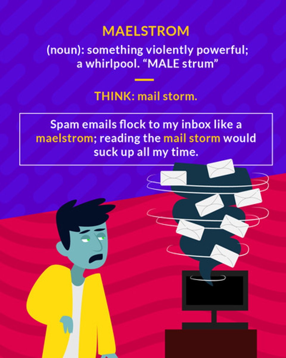 <p>(n.) a situation resembling a whirlpool in violence and destruction</p>