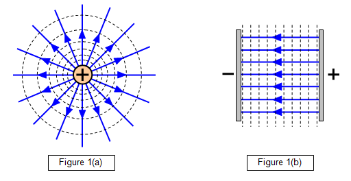 <p>Dashed dots are equipotential lines, for radial fields they must be parallel to the field lines</p><p>(Dotted lines are the equipotential lines)</p>