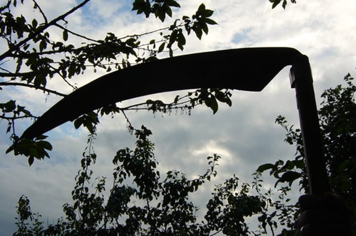 <p>(adj.) grisly, gruesome; horrible, distressing; having death as a subject</p>