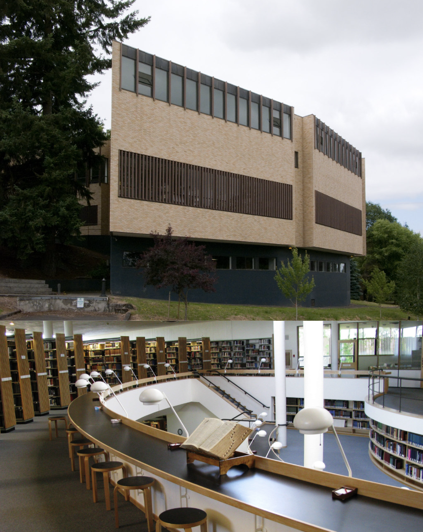 <ul><li><p>sits on slope > defers to historical buildings</p><ul><li><p>1-3 stories</p></li></ul></li><li><p>shared communal space</p><ul><li><p>curved forms with skylight</p></li><li><p>elements articulated</p></li></ul></li></ul><p></p>