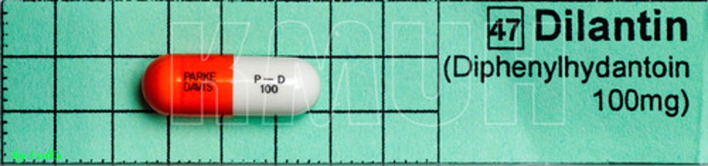 <p>Phenytoin</p><p>Anticonvulsant</p><p>Seizures</p>