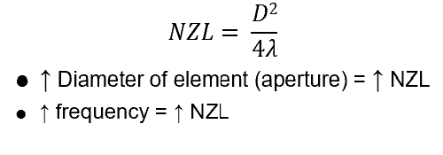 <p>size and operating frequency  of the element or group of elements</p><ul><li><p>for equation relationship with frequency, note that frequency and wavelength are inversely related</p></li></ul>