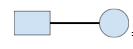 two shapes connected by a bar