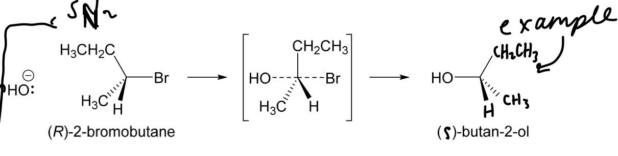 <p>-inversion of configuration</p>