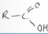 <ol><li><p>It has the functional group C=O with the C also attached to an -OH</p></li><li><p>It is often written as RCOOH</p></li><li><p>It ends in -oic acid</p></li></ol><p></p>