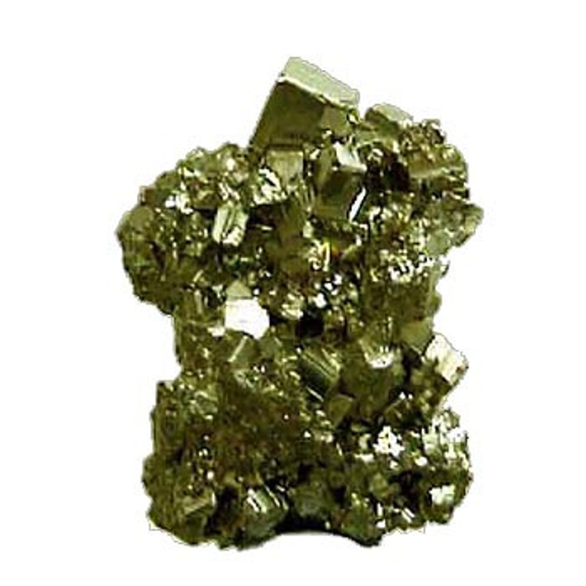 <p>Metallic mineral; brassy to golden yellow, massive or cubic crystals (fools gold), hardness 6-6.5 (hard), greenish black streak</p>